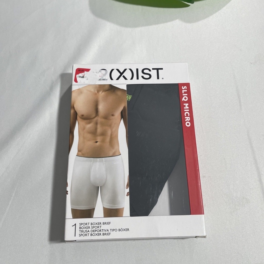 NIB $30 2(X)IST [ Medium ] Sliq Micro Sliq Long Leg Boxer Brief in‎ Black Green - Picture 3 of 16